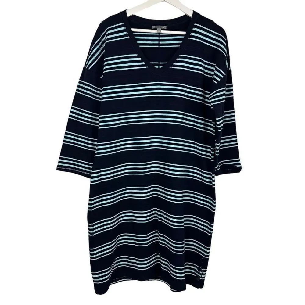 Talbots V-Neck Medium Cotton Modal Stripe Dress